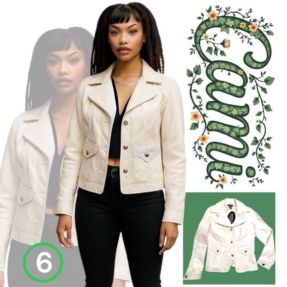 NWT Cami NYC Leather Jacket off white sz 6 - Picture 1 of 7